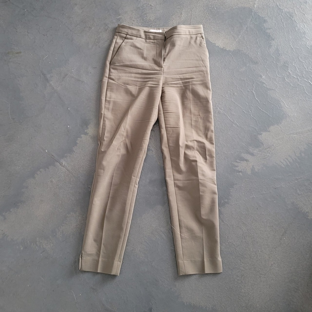 Army green cropped dress pants